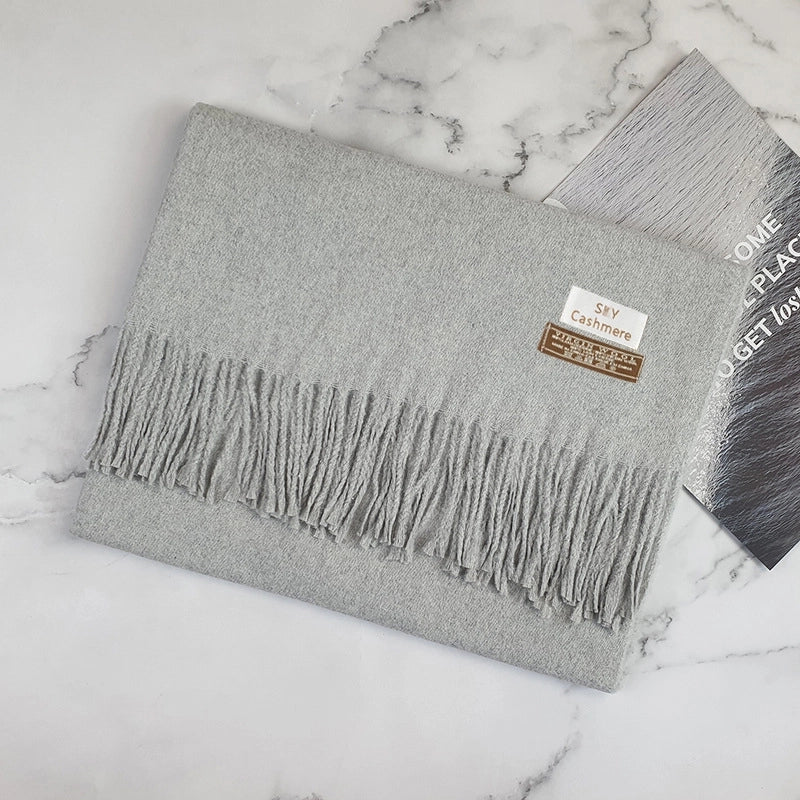 Big Red Scarf Thickened Cashmere Scarf Solid Color Women's Winter Explosions Cashmere Scarf Women's Wool Shawl