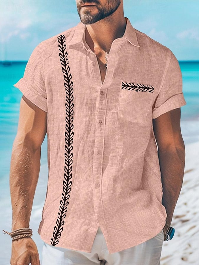 Men's Casual Hawaiian Cashew Floral Linen Shirt