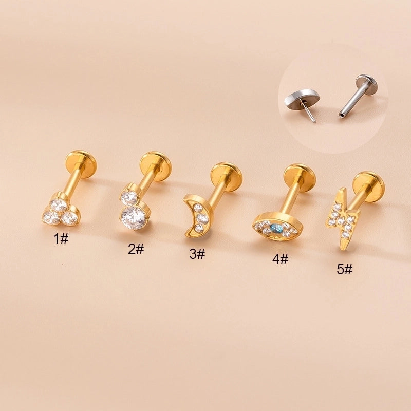 1 Piece Lip Rings Fashion Geometric Eye Lightning 316L Stainless Steel  Copper Plating Rhinestones