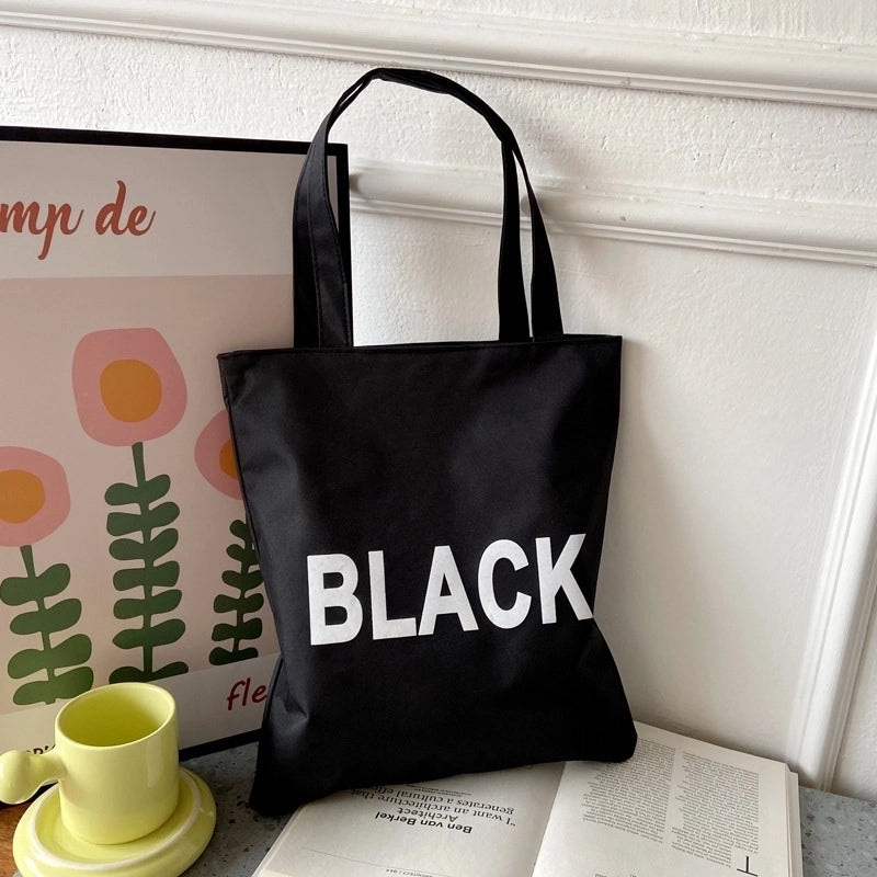 Women's Preppy Style Letter Oxford Cloth Shopping Bags