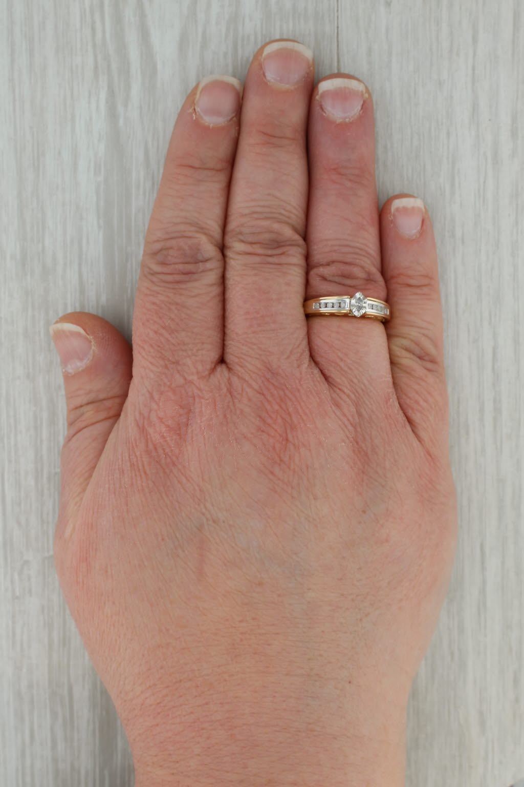 0.20ctw Diamond Engagement Ring 10k Yellow Gold Size 7 Heart Bridge Stackable