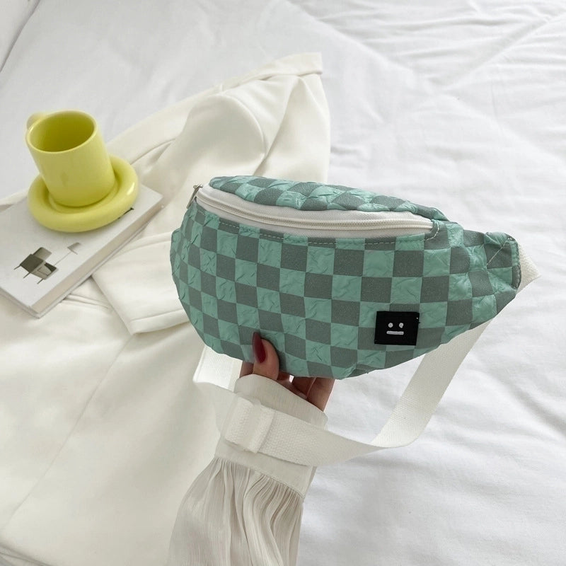 Streetwear Plaid Zipper Fanny Pack