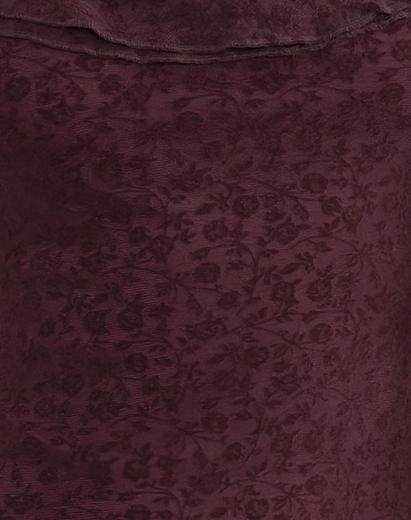 Rolita Mini Dress in Ditsy Flock Burnt Maroon