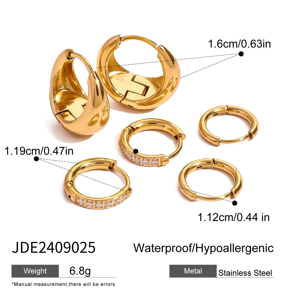 Jie Ding Three Pairs Of Stainless Steel Zircon Earrings Niche Pearl Earrings Titanium Steel Earrings