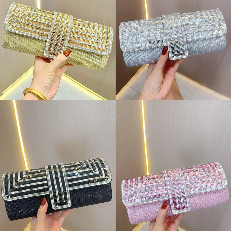 New Rhinestone Bag Flash Women's Clutch Chain Shoulder Crossbody Dinner Dress Bag Bridal Banquet Bag