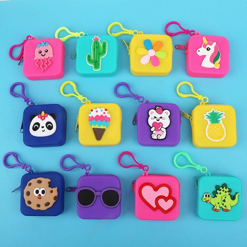 20 Pieces New Cartoon Silicone Change Storage Bag Silicone Data Cable Storage Bag Children's Points Card Storage Bag