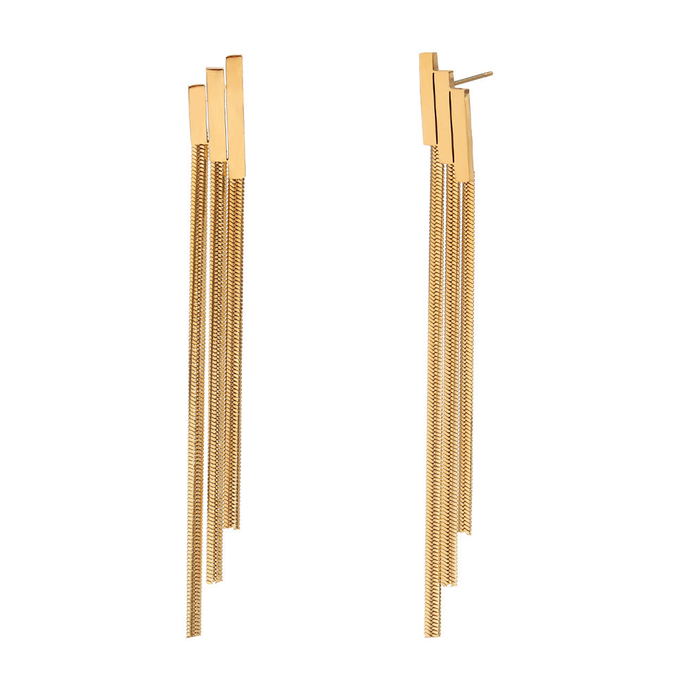 Minimalist Stripe Geometric Stainless Steel 18K Gold Plated Drop Earrings