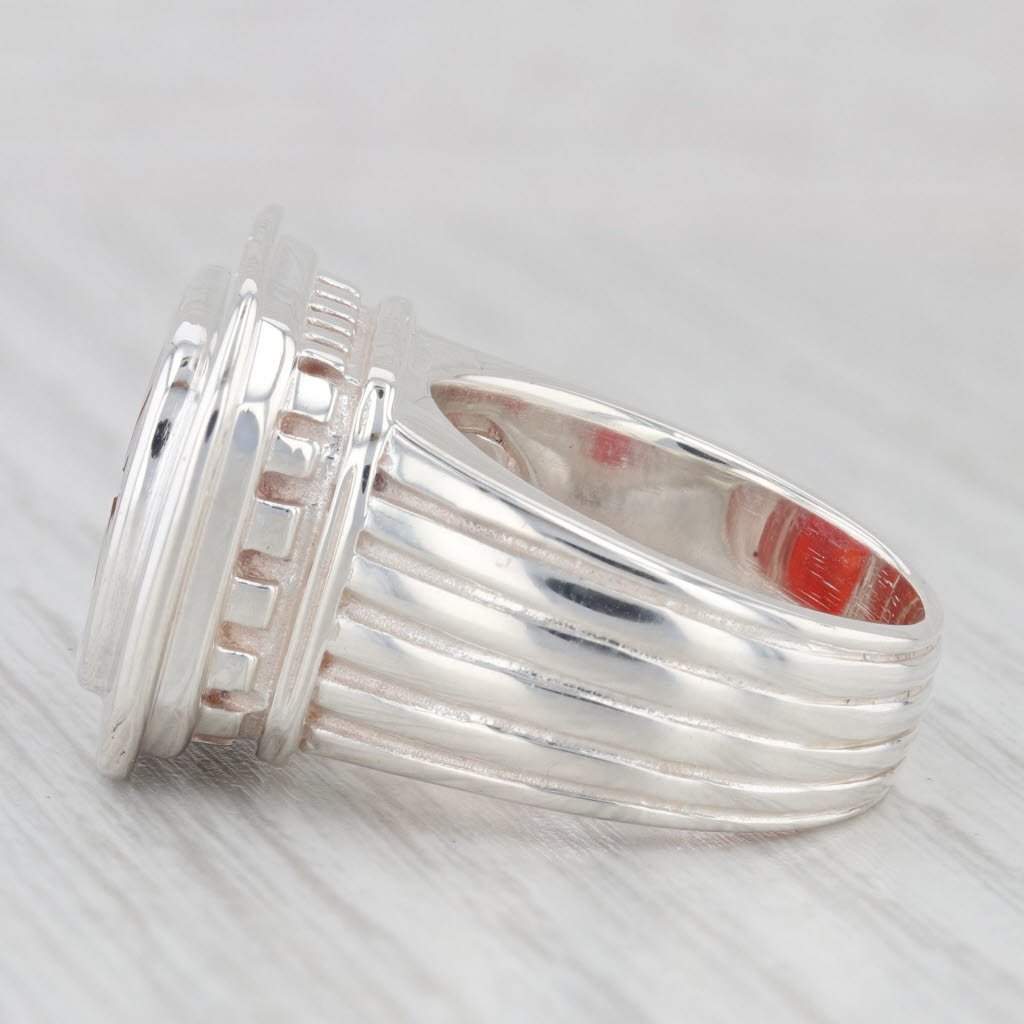 Slane & Slane Red Chalcedony Bee Intaglio Seal Signet Ring Sterling Silver
