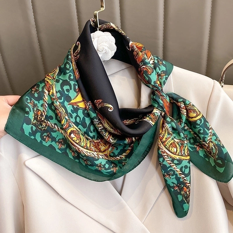 Women's Ig Style Minimalist Flower Satin Printing Silk Scarf