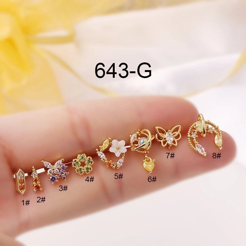 Ear Cartilage Rings & Studs Geometric 316L Stainless Steel  Copper Plating