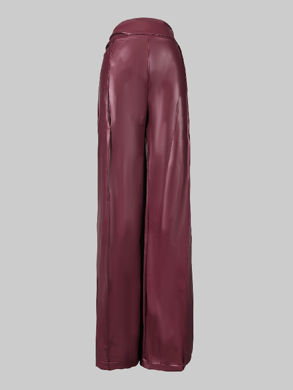 Long Sleeves Puff Sleeves Asymmetric Knot Solid Color Off-The-Shoulder Shirts Top + Pants Bottom Two Pieces Set