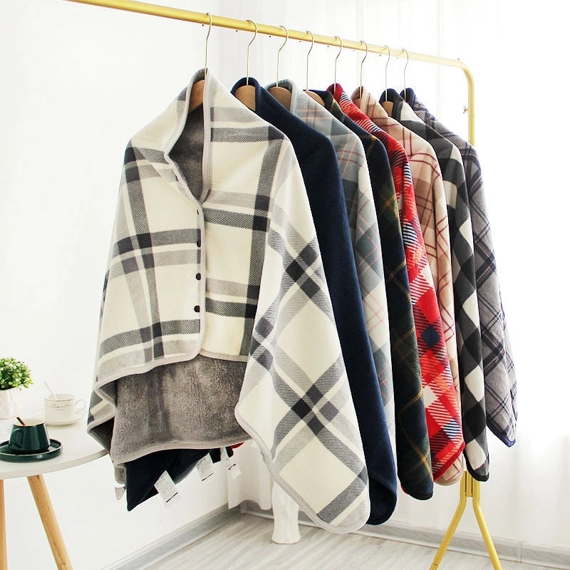 Fleece Lamb Fleece Lazy Blanket Multifunctional Moisture Absorption Heating Blanket Flannel Shawl Blanket Lunch Break Blanket