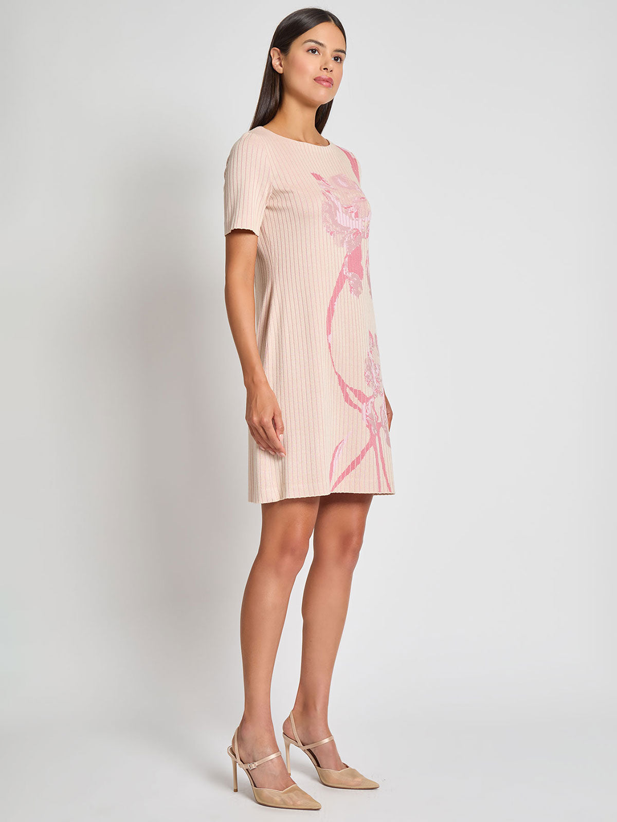 Floral A-Line Jacquard Soft Knit Dress - Modern Fit