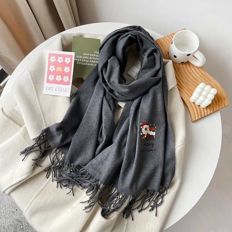 Unisex Streetwear Christmas Tree Christmas Socks Gingerbread Imitation Cashmere Scarf