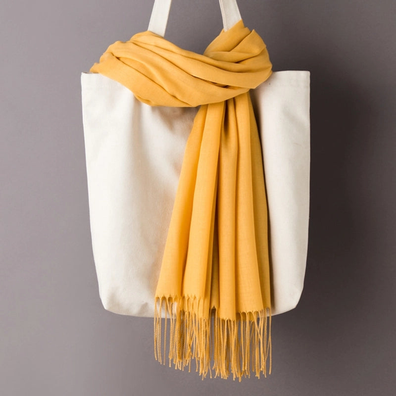 Thin Cashmere Scarf Solid Color Tassel Shawl LOGO Gift Scarf Factory Direct