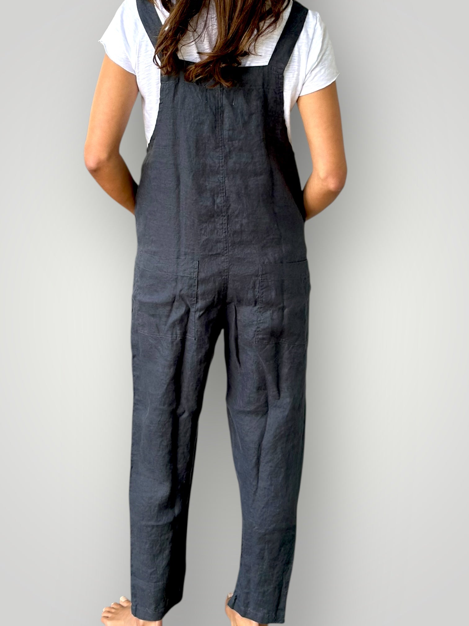 overalls -charcoal linen