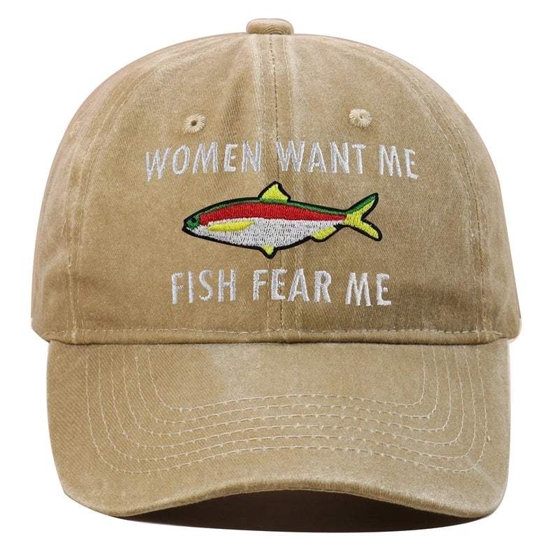 Unisex Hip-hop Basic Retro Letter Fish Embroidery Curved Eaves Baseball Cap