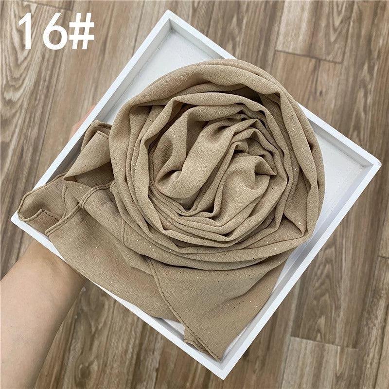 Solid Color Sprinkling Gold Pearl Chiffon Chiffon Fashion Sprinkling Gold Scarf Women's Toe Chiffon Glitter Scarf