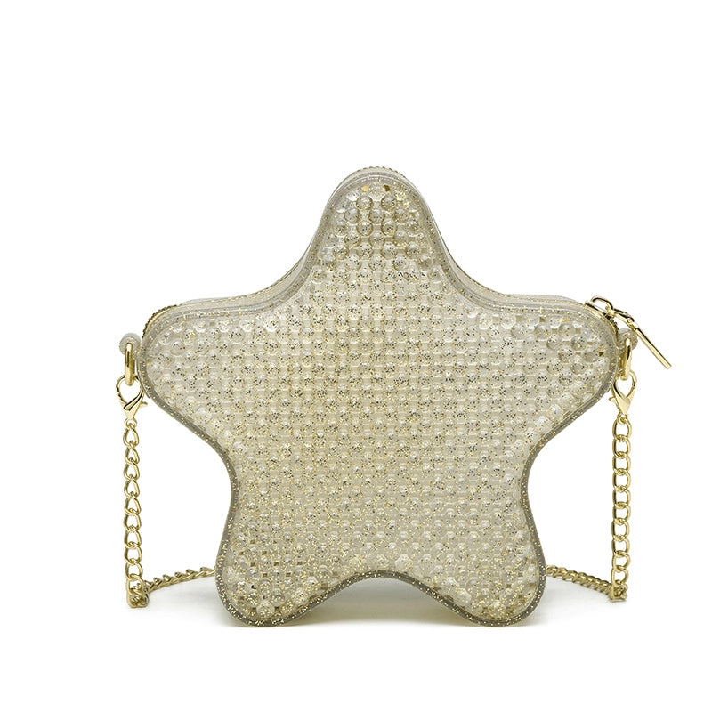 Women's Medium PVC Star Cute Zipper Jelly Bag