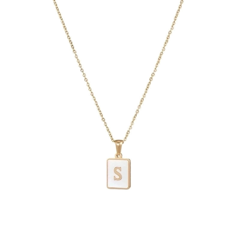 Vintage Style Letter Square 304 Stainless Steel Shell 18K Gold Plated Plating Inlay Pendant Necklace