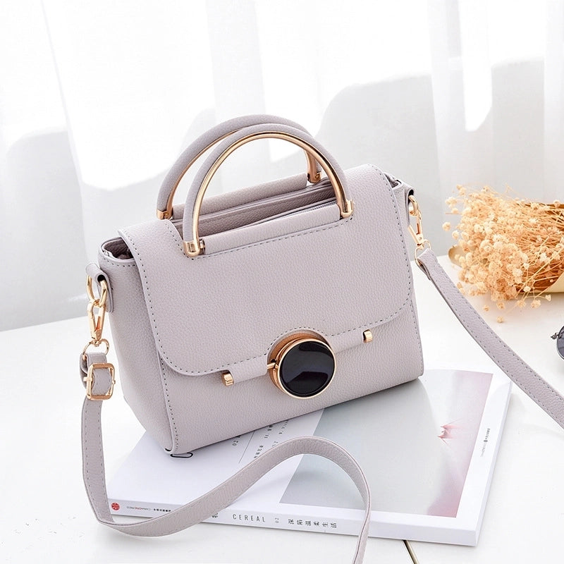 Women's Medium Pu Leather Solid Color Fashion Square Flip Cover Shoulder Bag Crossbody Bag
