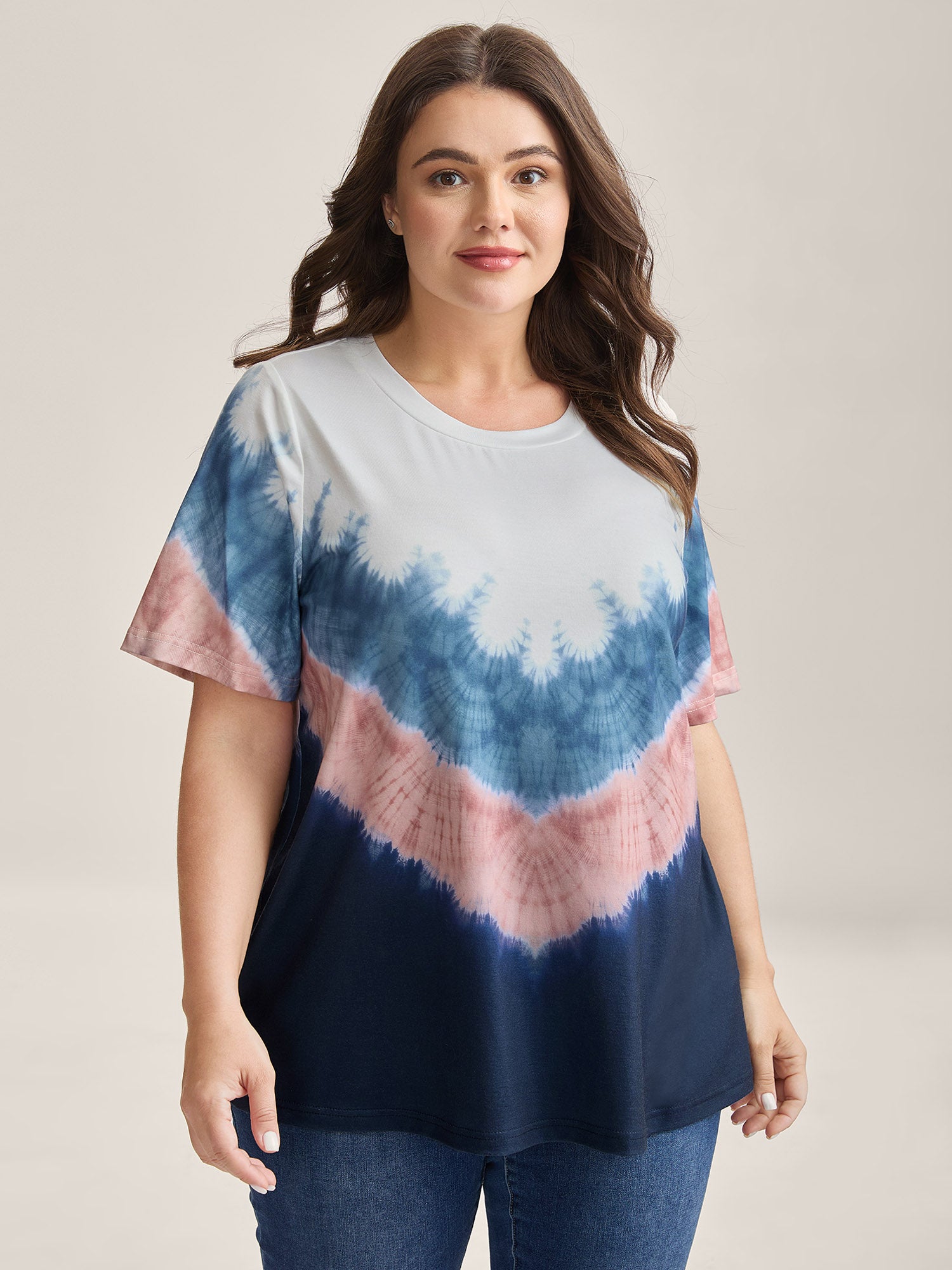 Tie-Dye Print Round Neck T-Shirt