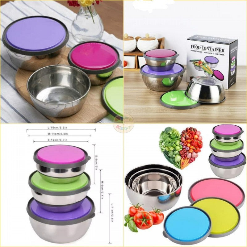 3Pcs Stainless Steel Seal Bowl with Lids