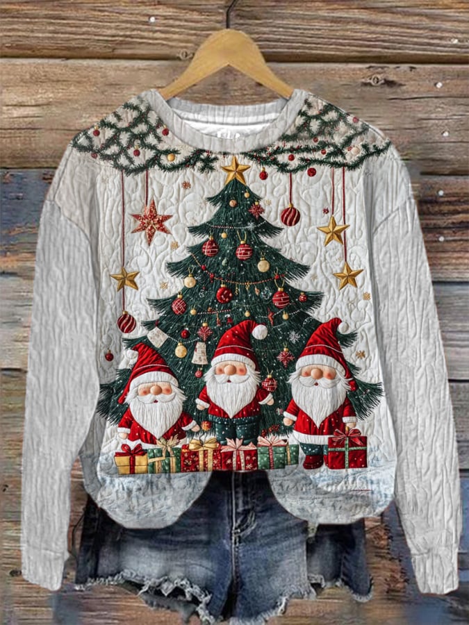 Women's Merry  Christmas Christmas Tree Santa Claus Print Casual Sweatshirt