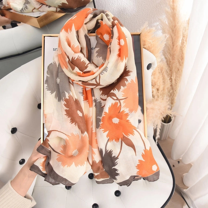 Women's Elegant Lady Ditsy Floral Rayon Polyester Printing And Dyeing Dyeing Floral Scarf Shawl