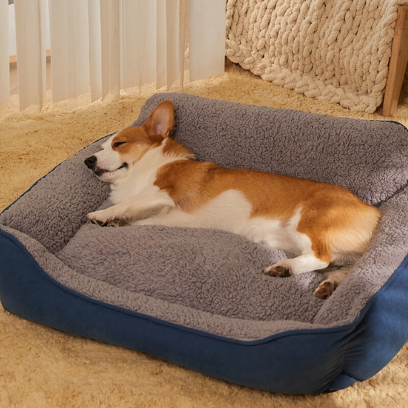 Cozy Plush Full Backrest Dog Sofa Bed