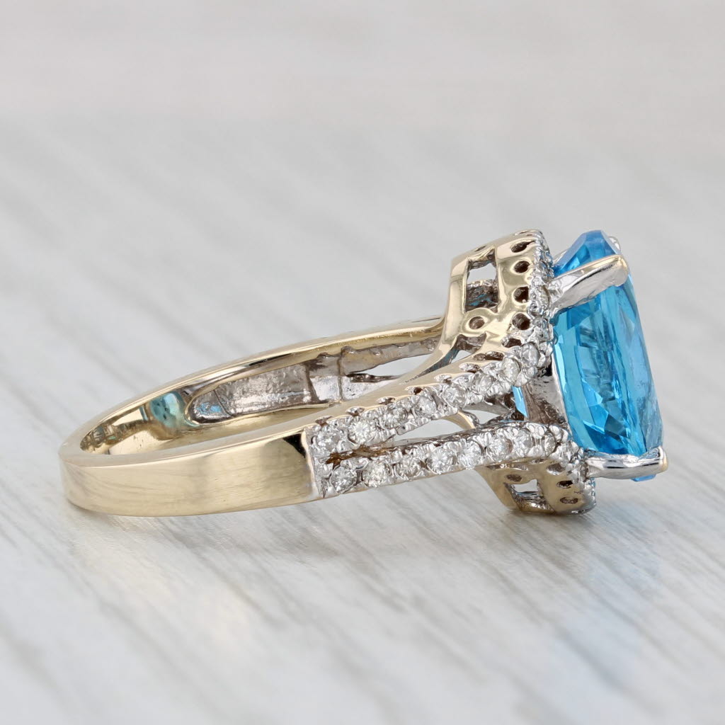 4.50ctw Oval Blue Topaz Diamond Ring 14k Yellow Gold Size 7