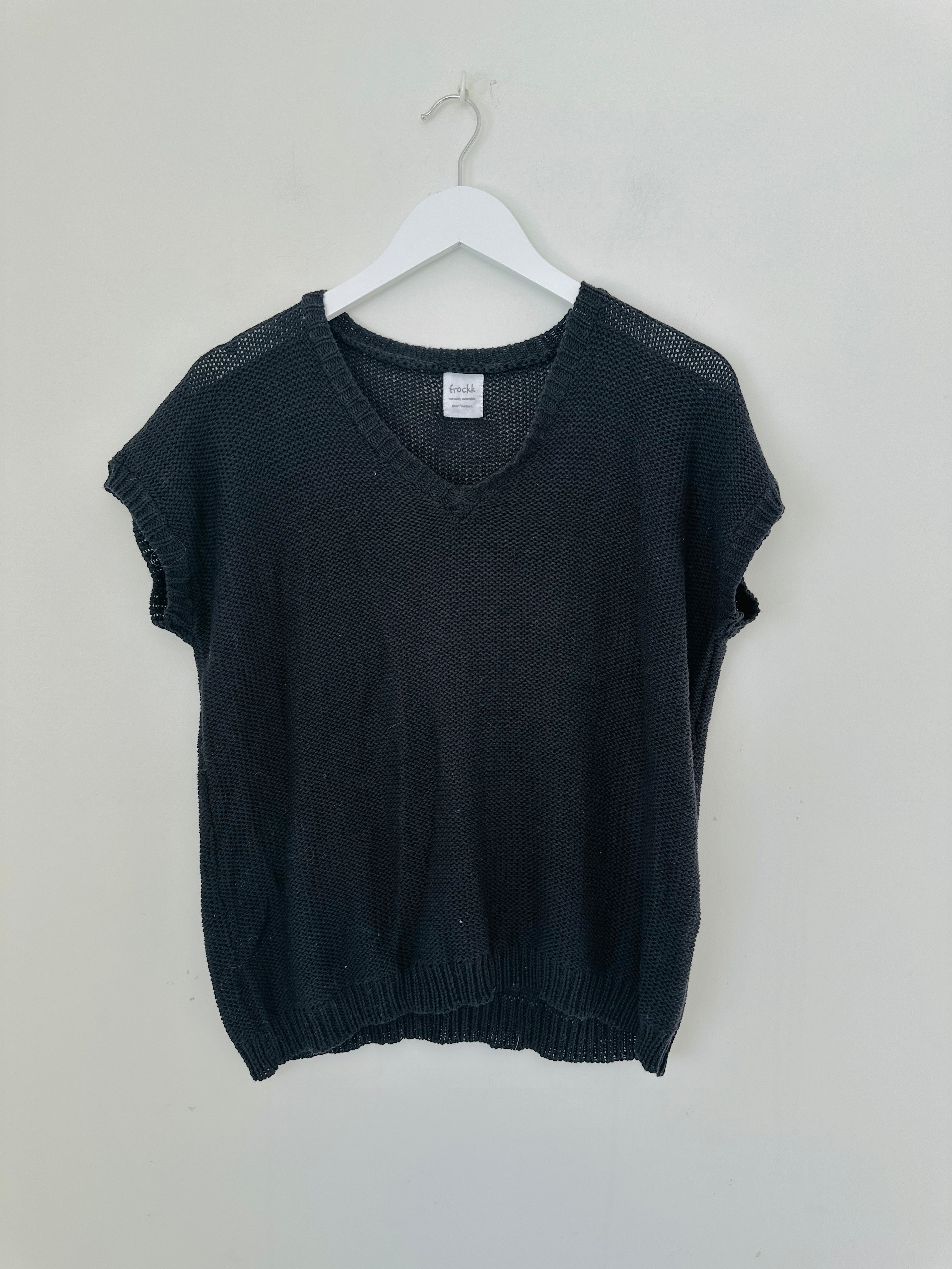 lara knit top - black cotton