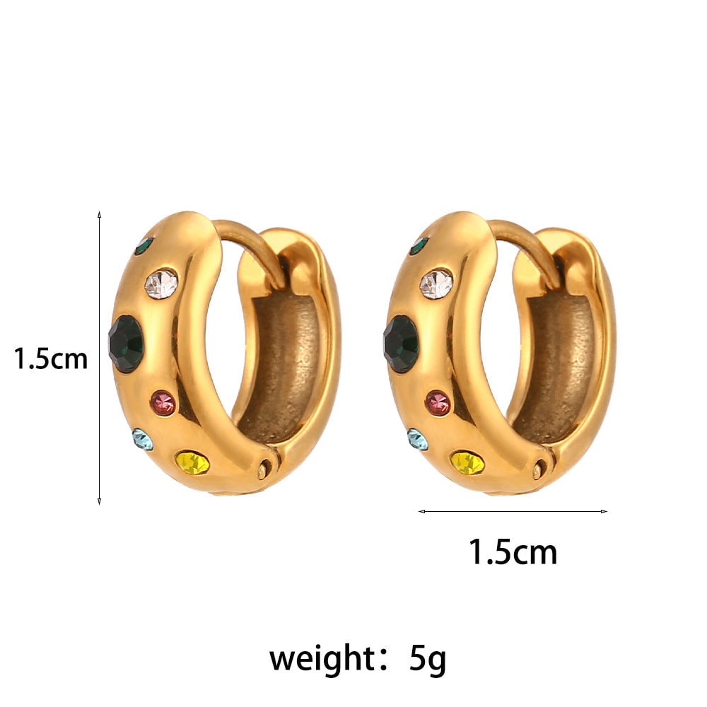Minimalist Fashion Droplet Heart Round Stainless Steel 18K Gold Plated Jewelry Sets