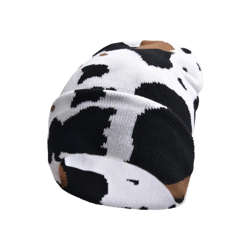 Women's Minimalist Classic Style Color Block Printing Eaveless Wool Cap