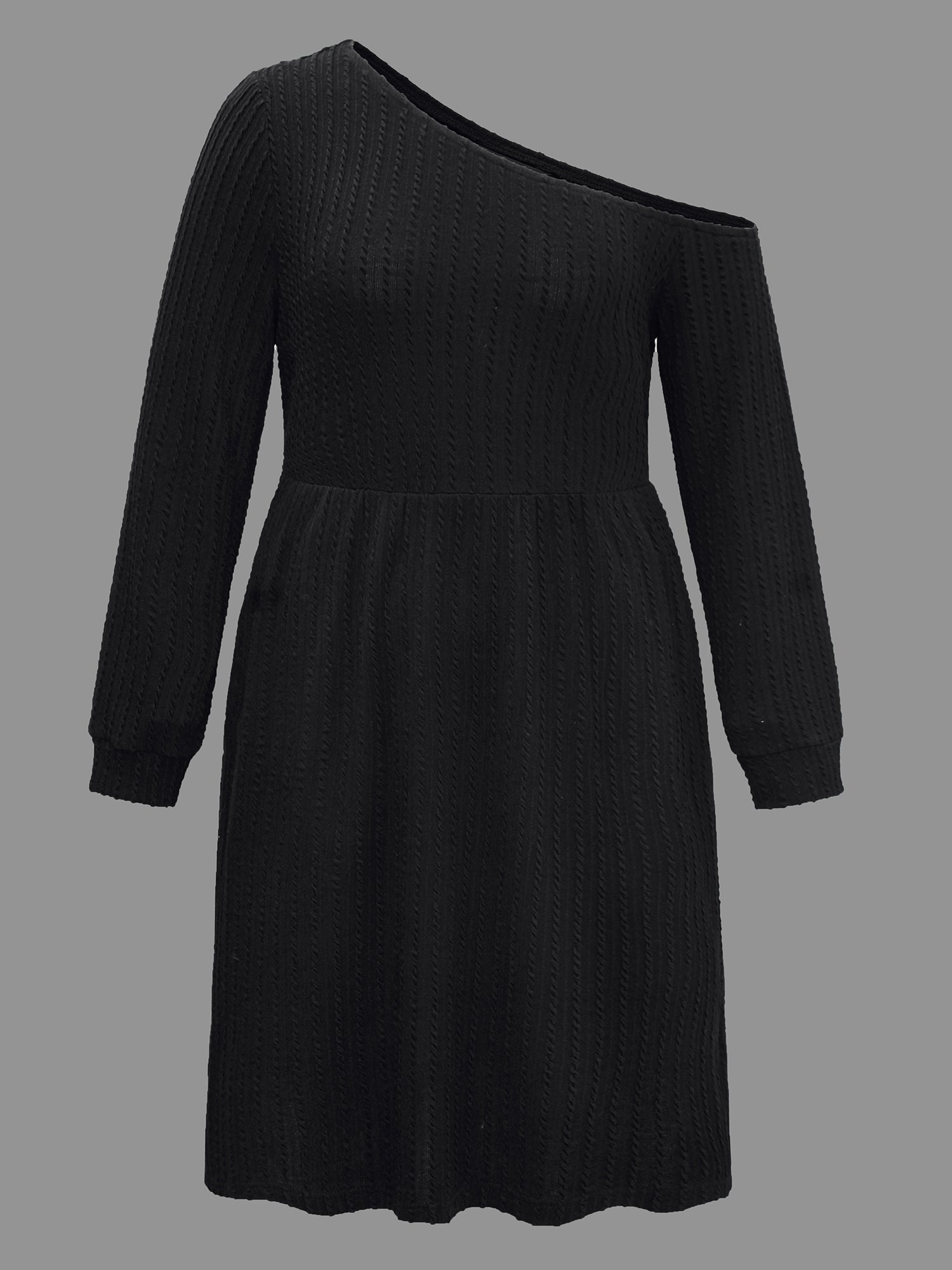 One Shoulder Plain Textured Dress