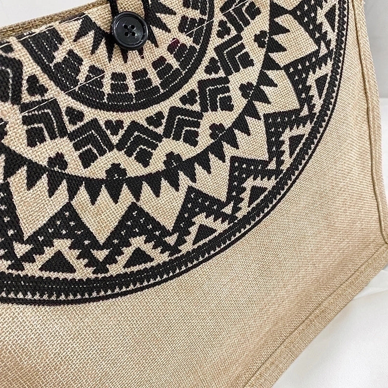 Women's Large Summer Cotton And Linen Vintage Style Shoulder Bag