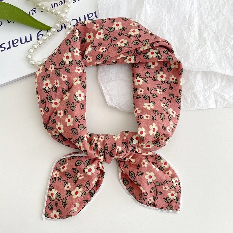 Women's Sweet Minimalist Color Block Cotton And Linen Printing Scarf