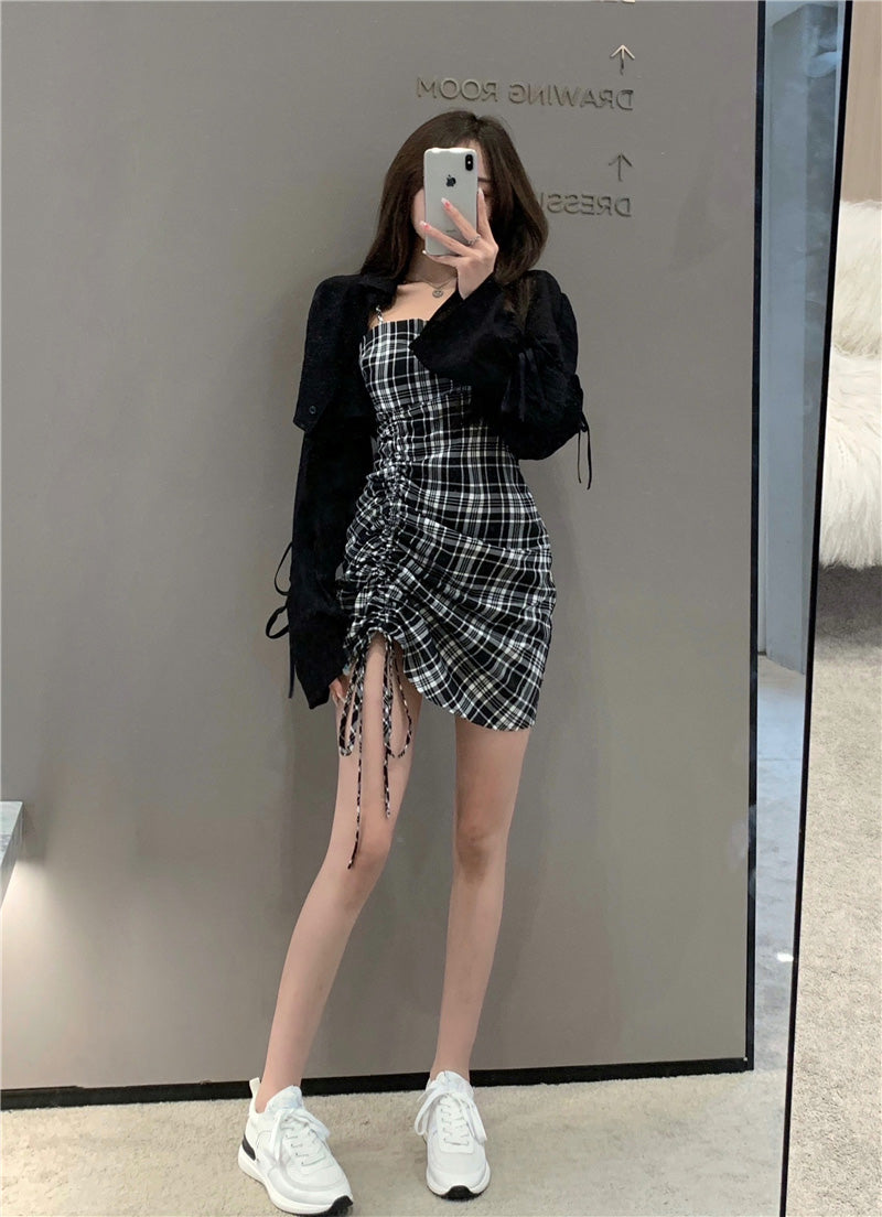 Fashion plaid dress KF82111