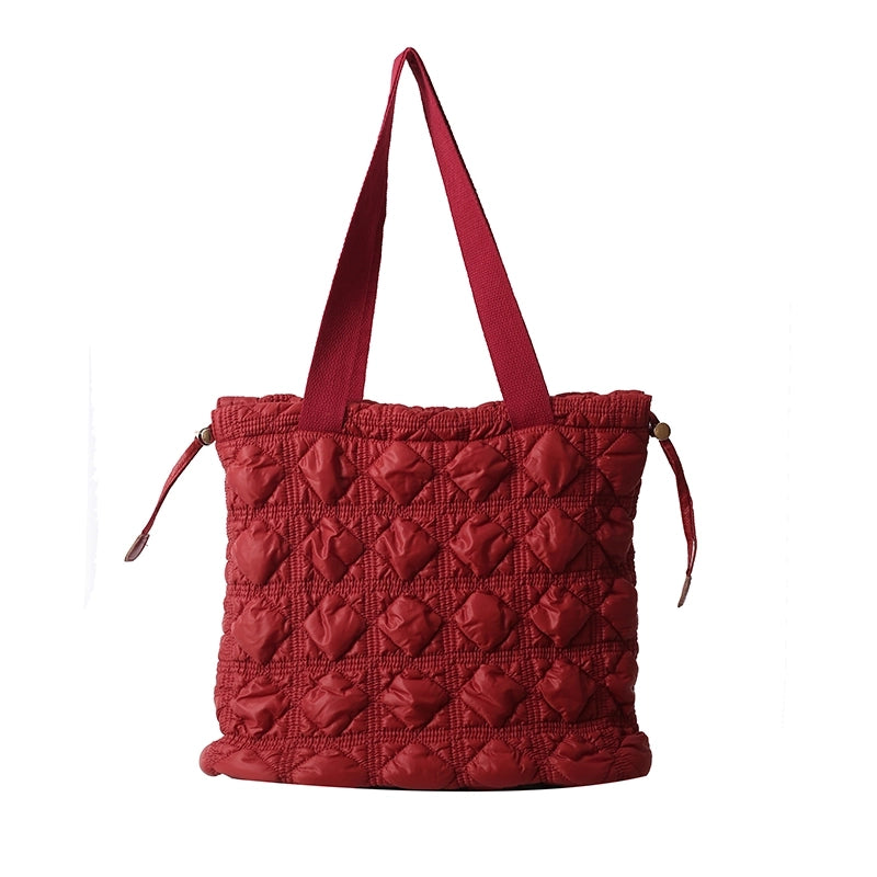 Women's Cotton Solid Color Classic Style String Shoulder Bag