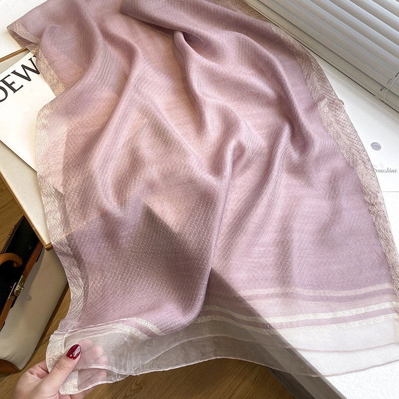 Women's Minimalist Solid Color Silk Fleece Silk Scarf