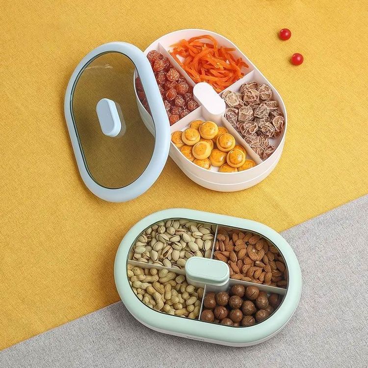 Dust-Proof Dry Fruit Tray. Candy Snack Box With Rotary Phone Holder