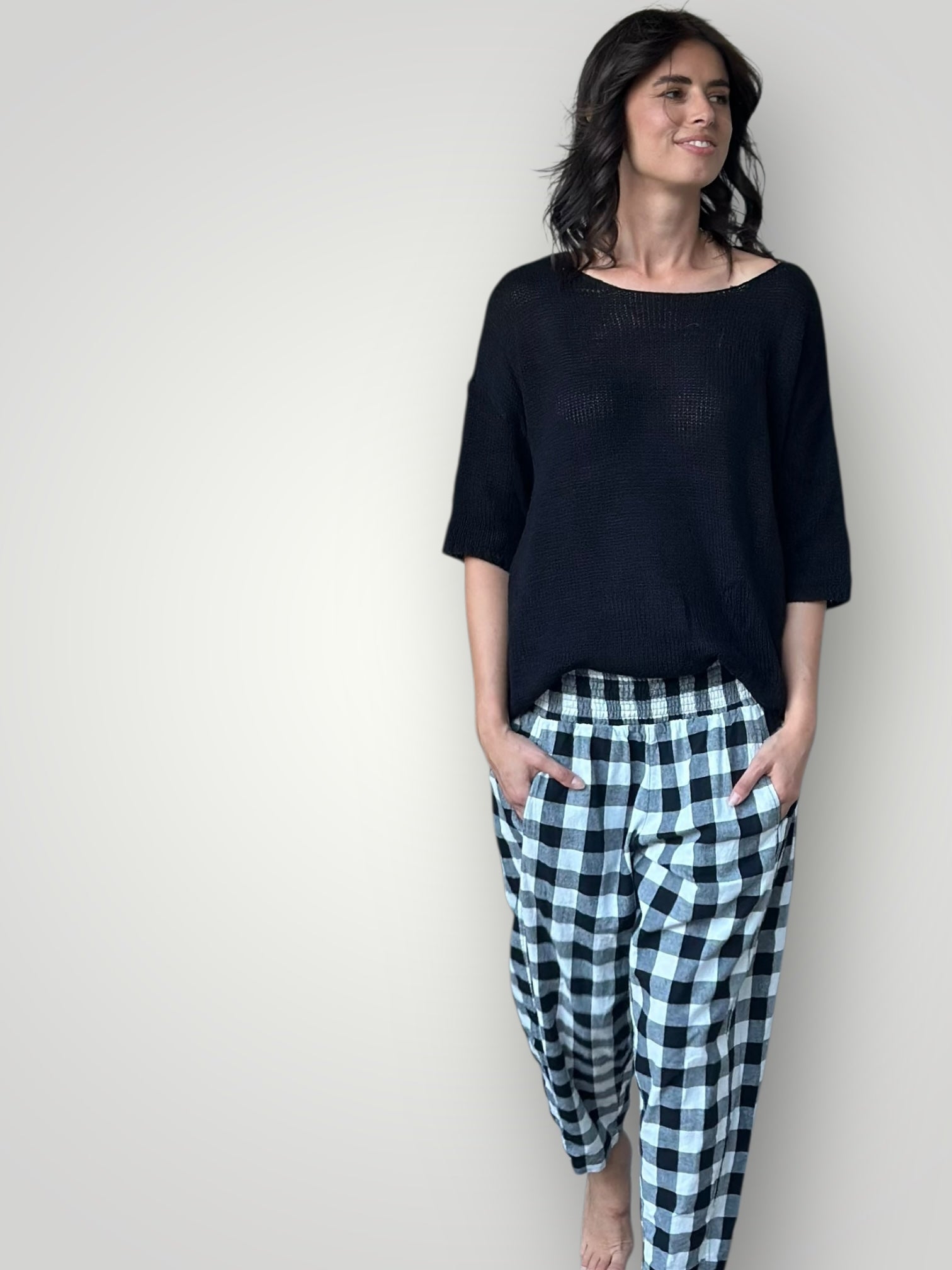 frankie pants - black check