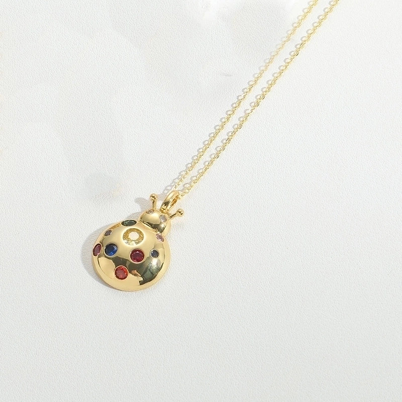 Copper 14K Gold Plated Vintage Style Minimalist Plating Inlay Butterfly Zircon Pendant Necklace