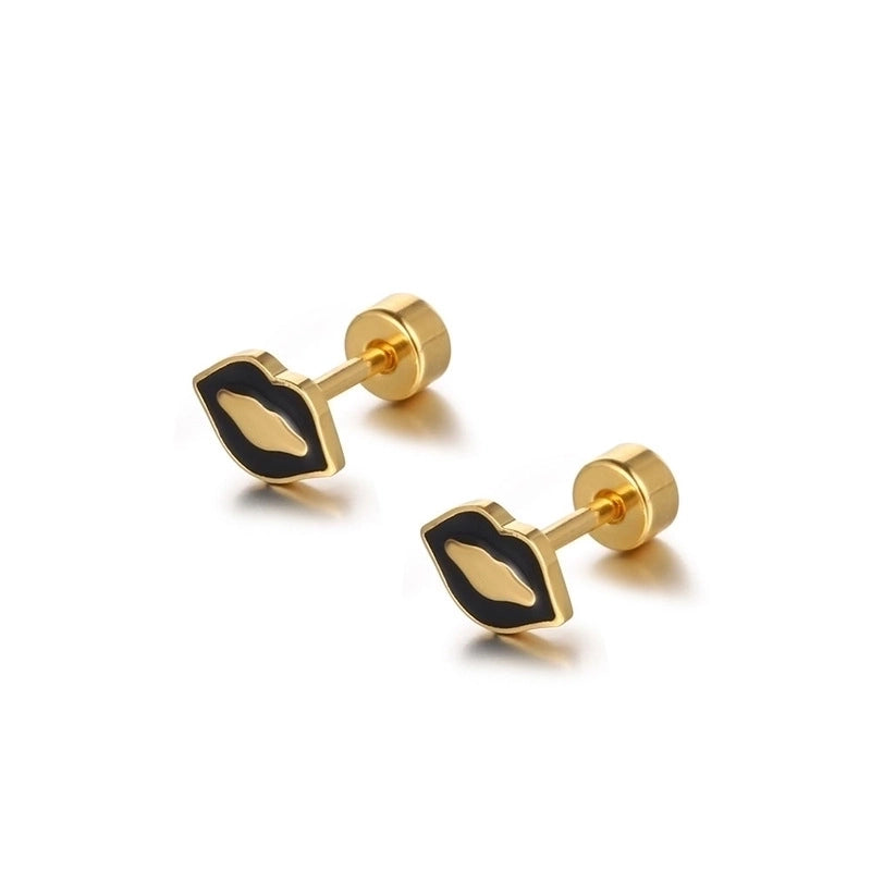 1 Piece Fashion Lips Plating 304 Stainless Steel Ear Studs