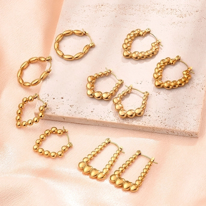1 Pair/Package Casual Vintage Style Minimalist Geometric Heart Shape Solid Color Irregular Polishing Plating 304 Stainless Steel 18K Gold Plated Earrings