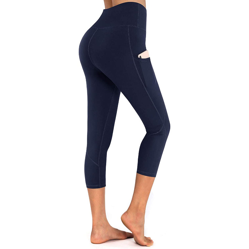 Women's High Waist Capri Yoga Pants Workout Leggings with Pockets For Tummy Control