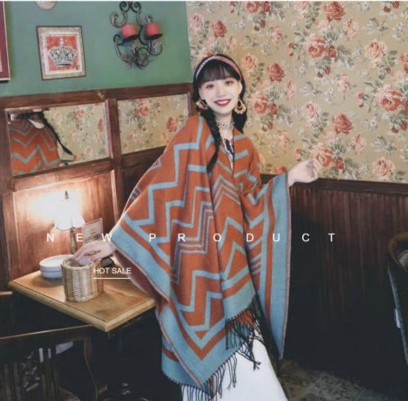 Unisex Ethnic Style Geometric Imitation Cashmere Shawl