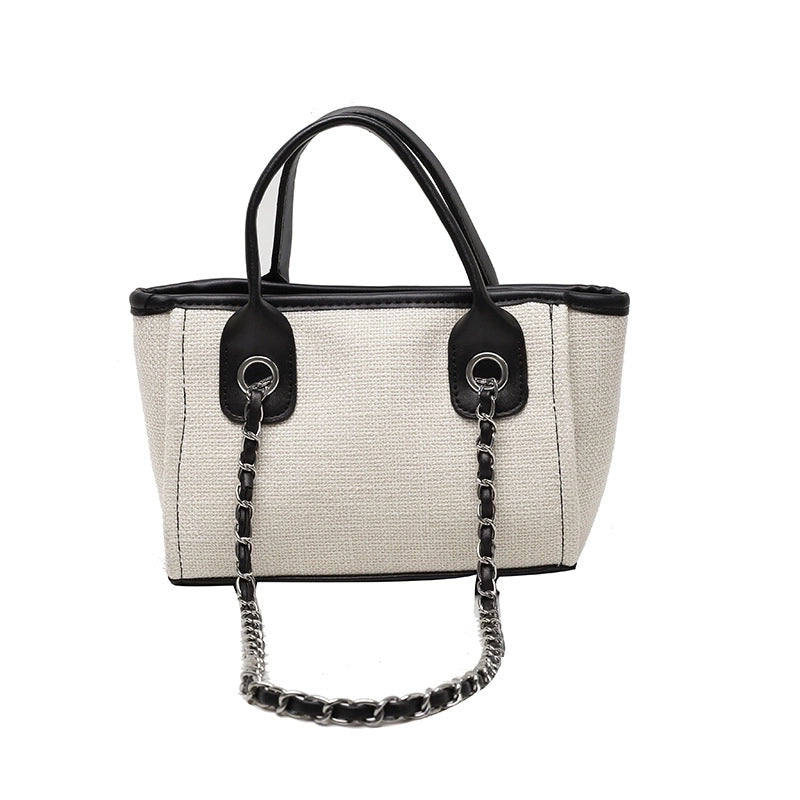 Women'S Large Canvas Solid Color Streetwear Square Zipper Tote Bag