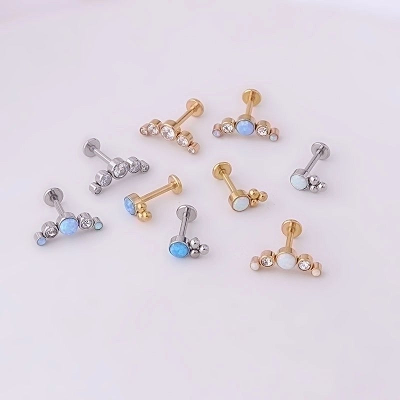 Ear Cartilage Rings & Studs Fashion Geometric 316L Stainless Steel  Plating Artificial Gemstones