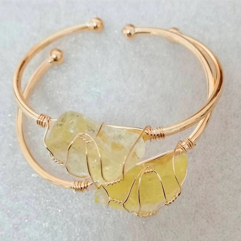 10 Pieces Ethnic Style Geometric Crystal Handmade Bangle